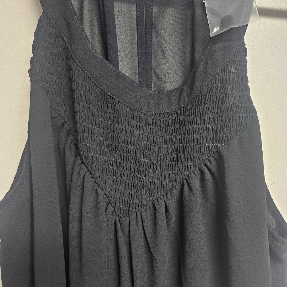 Torrid Chiffon Black Flowy Tank Blouse Keyhole Back with Button Collar - Picture 3 of 7